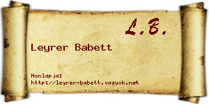 Leyrer Babett névjegykártya